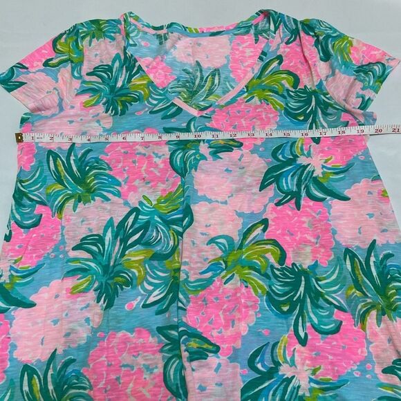 Lilly Pulitzer Pink and Green Floral Tee - Picture 3 of 6